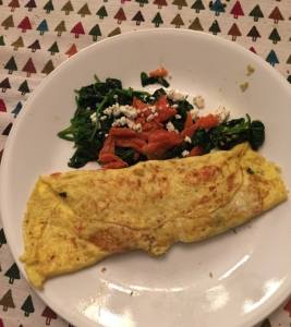 spinich and salmon omelet
